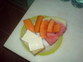 Frukost - papaya , vattenmelon, gott bröd och fårost